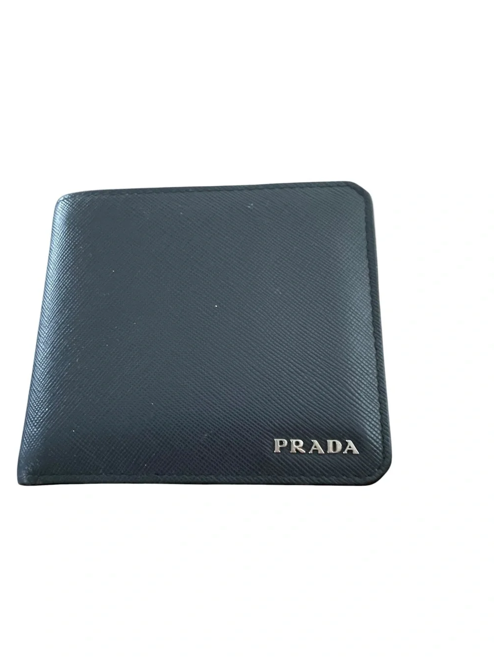 Authentic PRADA Saffiano Corner Bifold Wallet with Coin Pocket in Baltico Navy⁠